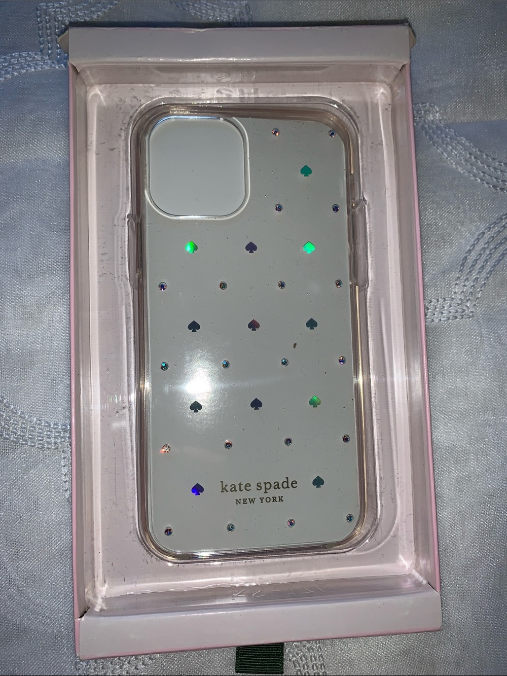 kate spade Clear Mint Iridescent Heart Dot iPhone 12/12 Pro Case